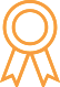 A green and orange pixel art picture of an award.
